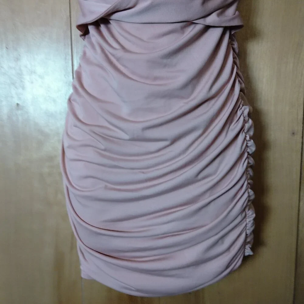 Angel Biba Mini Ruched Cut Out Spaghetti Strap Dress Zip Back Size Medium